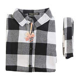 Women Long Sleeve Plaid Pattern Tunic Tops Shirt Casual Dress