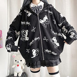 Halloween Cartoon Anime Hoodie-Harajuku Gothic Fake Two Piece Pullovers, Women's Casual Cute Japanese Anime Sweatshirts Tops | Original Brand | Women's Cardigan