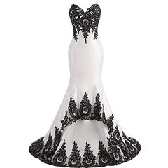 Aiyi Mermaid Long White And Black Lace Gothic Prom Wedding Dresses | Women's Wedding Dresses