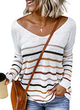 Dokotoo Womens Juniors Cute Cotton Summer Fall 2022 Crewneck One Off Shoulder Striped Long Sleeve Oversized Baggy Lightweight Comfy Cozy Cable Knit Beach Pullover Long Tunic Sweaters Tops Shirts L | Women's Sweaters