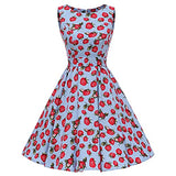 Women Vintage Retro 1950s Rockabilly Swing Dress Sleeveless Floral Polka Dots Skater A-line Cocktail Dress 50s 60s Pinup Audrey Hepburn Summer Party Prom