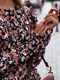Women's Summer Babydoll Dresses Long Sleeve Floral Printed Ruffle Tunic Dress | Original Brand