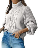 Womens Knitted Jumper Turtleneck Sweaters Lantern Sleeve Puffed Chunky Loose Oversized Winter Knitwear Tops | Original Brand | Women's Cardigan