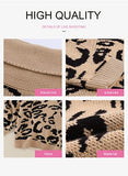 Aleumdr Womens Fashion Warm Turtleneck Long Sleeves Leopard Printed Chunky Loose Knit Jumper Pullover Sweater Khaki Black Small | Women's Sweaters