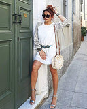 Women Summer Tunic Dress Floral Print V Neck Long Sleeve Casual Loose Flowy Shift Mini Dress | Women's Casual Dresses