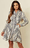 Women Luxe Satin Shirt Dress - Ladies Casual Work Office Long Sleeve Blouse Mini Dress | Women's Work Dresses