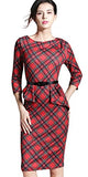 Women's Vintage Tartan Wear to Work Bodycon Dress B267 | Women's Work Dresses