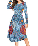 Long Sleeve Mixed Blue Summer Polka Dot Casual Midi Tunic Short/Long Sleeve Plain Dress Pleated Loose Flowy Floral Ladies Dress with Pocket - YUNDAI | Women's Casual Dresses