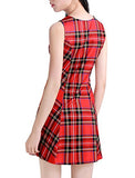 Women's Plaid Vintage Summer Mini A-Line Sleeveless Fit and Flare Dress | Original Brand