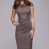 Dresses for Women New Short Sleeve Round Neck Dot Printed Ladies Casual Daily Slim Dress | Original Brand | Women's Work Dresses