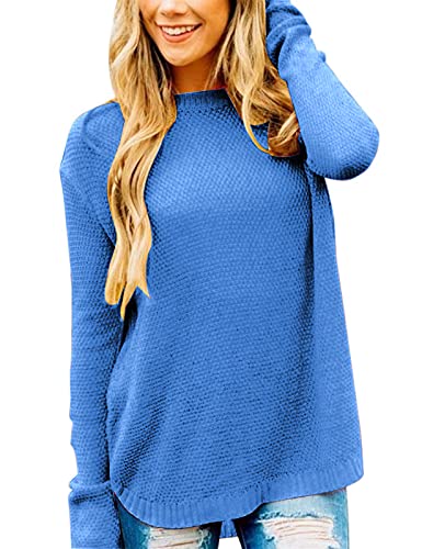 Womens Long Sleeve Oversized Sweaters Crew Neck Solid Knit Pullover Jumpers Tops