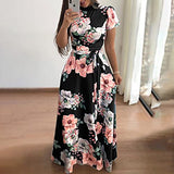 Summer Dresses for Women, Ladies's Summer Floral Print Short Sleeve Turleneck Bandage Casual Dress Party UK Size | Women's Work Dresses
