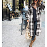 Ainangua Women's Casual Wool Blend Long Plaid Shirt Jacket Button Down Pocketed Shirt Shacket (Gray, XS) | Women's Casual Dresses
