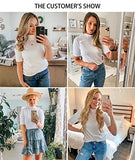 LIYOHON Womens Tops Dressy Casual Fall Cute Tops Mock Turtleneck Business White T Shirts White-M | Women's Casual Dresses