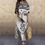 Ladies Casual Boho Print Dress V-Neck Big Half Sleeve Maxi Dress Bodycon Dress Office Wear for Casual Club Cocktail Evening Gowns Work UK Size 8-26 | Women's Work Dresses