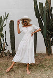 Womens Embroidered Off The Shoulder White Ruffle Maxi Dresses Boho Long Dress | Women's Formal Dresses