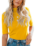 LIYOHON Womens Tops Dressy Casual Fall Cute Tops Mock Turtleneck Business White T Shirts Yellow-M | Women's Casual Dresses