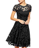 ZANZEA Women's Sexy Lace Dress Short Sleeve High Waist Princess Mini Dresses Casual Party Ball Gown Cocktail