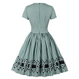 Women's Square Neck Polka Dots Check Plaid 1950s Vintage Dress | Original Brand | Women's Cocktail Dresses
