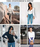 BTFBM Women Long Sleeve V Neck Button Up Solid Tops Blouses Trendy Slim Fit Lace Sleeves Ribbed Knit Casual Shirts Tunic (Solid Black, Medium) | Women's Casual Dresses