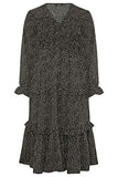 Yours Limited Collection Black Dalmatian Shirred Tiered Frill Midi Dress - Women's - Plus Size Curve | Women's Casual Dresses