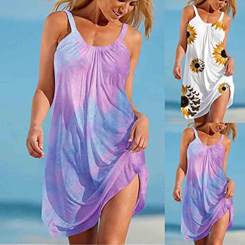 Spring Dresses for Women 2022, Womens Dresses Summer Casual Floral Print Sleeveless Short Mini Dress Travel Sundress | Original Brand