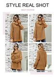 Aleumdr Womens Fashion Warm Turtleneck Long Sleeves Solid Printed Chunky Knit Jumper Pullover Sweater Khaki Small | Women's Sweaters