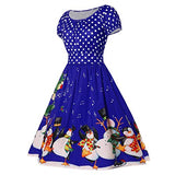 Polka Dot Penguin Print Short Sleeve Round Neck Christmas Large Size Dress Retro Dress (XL-5XL) | Original Brand