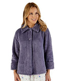 Ladies Soft Waffle Fleece Bed Button Up Collar House Coat (3 Colours)