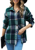 Womens Classic Plaid Color Block Button Down Shirts Blouses Tops 6020 C-Green Small | Women's Casual Dresses