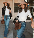 LIYOHON Womens Tops Dressy Casual Fall Cute Tops Mock Turtleneck Business White T Shirts White-M | Women's Casual Dresses