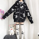 Halloween Cartoon Anime Hoodie-Harajuku Gothic Fake Two Piece Pullovers, Women's Casual Cute Japanese Anime Sweatshirts Tops | Original Brand | Women's Cardigan