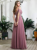 Women's A-Line Cold Shoulder Wedding Party Long Bridesmaid Dress - Sara Clothes | Women's Formal Dresses