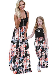 EFOFEI Mother and Daughter Parent-Child Dress Mother's Day Children's Day Party Bohemian Long Skirt Cute Flower Daily Dress | Women's Casual Dresses
