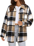 Women's Button Down Plaid Flannel Shirt Boyfriend Long Sleeve Oversized Blouses Tops 6020 Brown Large | Women's Casual Dresses