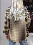 Beaully Plaid Flannel Shirts for Women Oversized Long Sleeve Button Down Buffalo Plaid Shirt Blouse Tops 6061 G-Khaki XX-Large | Women's Casual Dresses