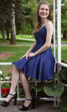 WuliDress Short Homecoming Dresses with Pockets A Line V Neck Satin Prom Formal Ball Gown