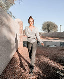 BTFBM Women Long Sleeve V Neck Button Up Solid Tops Blouses Trendy Slim Fit Lace Sleeves Ribbed Knit Casual Shirts Tunic (Solid Grey, Medium) | Women's Casual Dresses