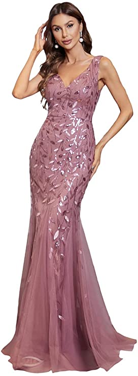 Orchid Women's Double V-Neck Sleeveless Mermaid Dress Evening Maxi Dress - Ever-pretty | Women's Formal Dresses