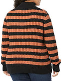 Black Caramel Stripes Women's Fisherman Cable Roll-neck Jumper - Ae Store | Women's Jumpers