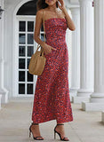 Womens Strapless Floral Print Dress Cosy Bandeau Long Casual Maxi Beach Dresses