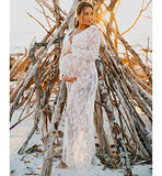 Women's Off Shoulder Lace Gown Maxi Photography Dress Baby Shower Dress Robe | Women's Lace Dresses
