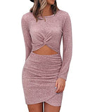 Women's Long Sleeve Cut Out Hollow Out Twist Bodycon Wrap Party Club Dress | Women's Maxi Dresses