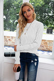 Breampot Women Cable Knit Jumper Casual Basic Long Sleeve Pullover Sweater Tops(White,Small) | Women's Sweaters
