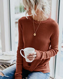 Breampot Women Cable Knit Jumper Casual Basic Long Sleeve Pullover Sweater Tops(Y-Caramel,Medium) | Women's Sweaters