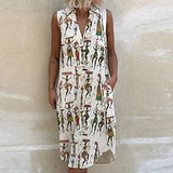 Summer Dresses for Women, Fashion Ladies Cold Shoulder Summer Casual Print Loose Sleeveless Vest Dress Party UK Size | Women's Work Dresses