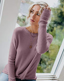 Breampot Women Cable Knit Jumper Casual Basic Long Sleeve Pullover Sweater Tops(Y-Pink,Small) | Women's Sweaters