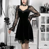 Women Gothic Lolita Dresses Black Vintage Grunge Layered Lace-up Dress Punk Goth Dresses