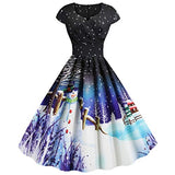 Women Vintage Short Sleeve Christmas 1950s Housewife Evening Party Prom Dress | Original Brand | Women's Work Dresses
