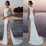 Womens Solid Formal Wedding Bridesmaid Lace Evening Party Ball Prom Long Dress | Women's Lace Dresses
